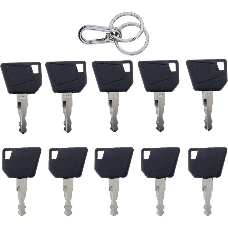 10 Pcs Ignition Keys 14607 for JCB Bobcat Bomag Caterpillar Dynapac Ford Gehl Hamm Hang Moxy New Holland Rayco Skytrak Terex