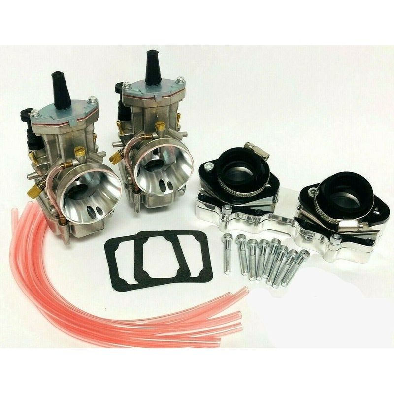 Banshee 34mm 34 Mil PWK Style Carbs Carb Carburetors Billet Intake Manifolds Set