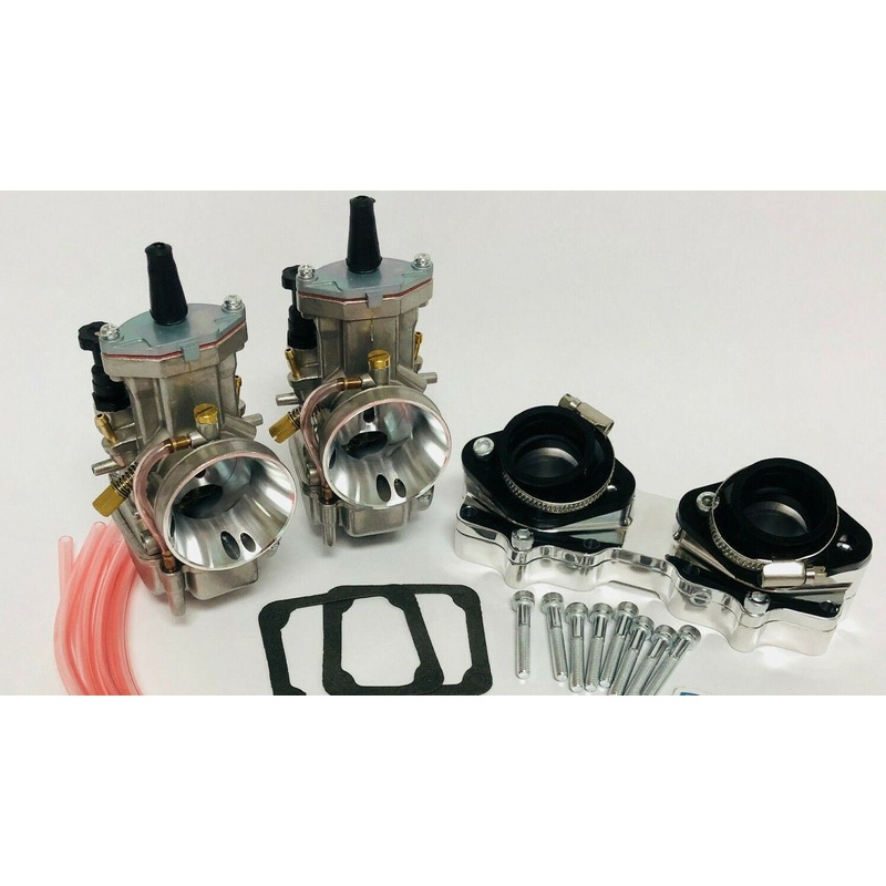 Banshee 38mm 38 Mil PWK Style Carbs Carb Carburetors Billet Intake Manifolds Set