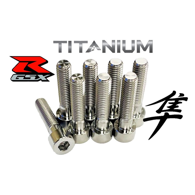 GSX1300R Hayabusa Titanium Exhaust Bolts Grade 5 Ti Head Pipe Bolt Kit Set of 8