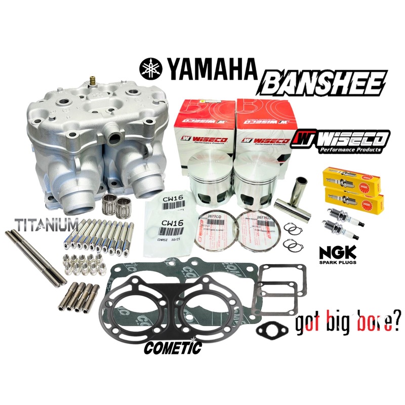 Banshee OEM Cylinders Head Blasted Grey Top End Rebuild Kit Stage 3 III Ported