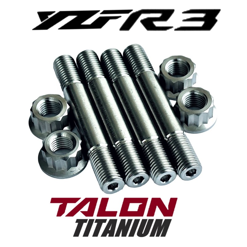 YZFR3 YZF-R3 TITANIUM Exhaust Studs All Ti Exhaust Stud 12 Point Nut Kit Set