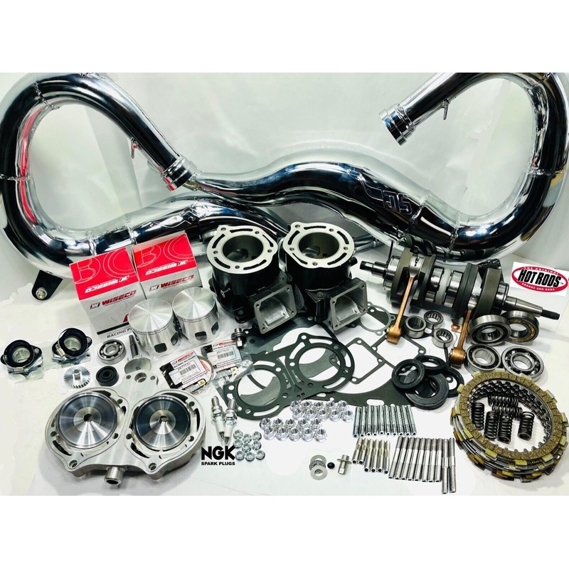 Banshee Ported Cylinders Rebuild Kit Top Bottom End Port Polish SLP Exhaust Pipe