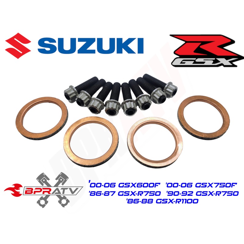 Suzuki GSX 600F 750F R750 GSX-R1100 Exhaust Stud Gasket TITANIUM Nuts Repair Kit