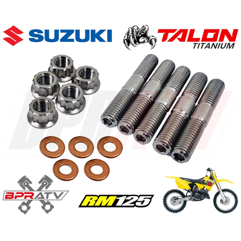 89-08 Suzuki RM125 TITANIUM Cylinder Head Stud Kit Cylinder Bolts Nuts & Washers