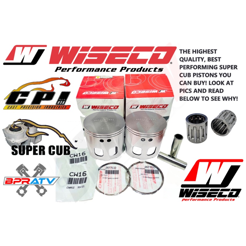 Banshee 521 Super Cub Pistons 72mm 10mm Cub Wiseco Racer Elite Coated Piston Set