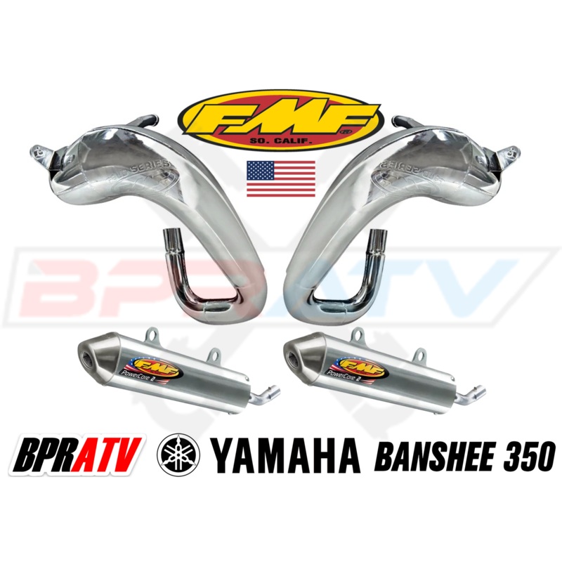 Yamaha Banshee 350 FMF Full Exhaust Fatty Pipes PowerCore 2 II Silencers Set Kit